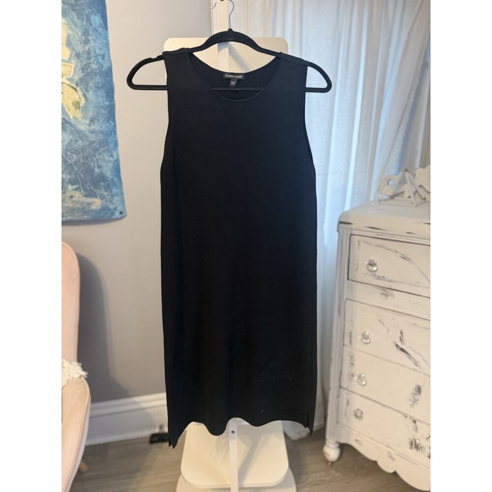 Eileen Fisher Silk Jersey Midi Dress Black Size Small